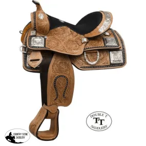 12" Double T fully tooled Youth / Pony show saddle with silver.