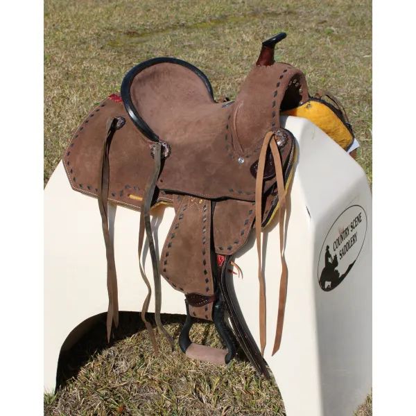 13" Double T  Youth/Pony Chocolate Roughout Barrel Saddle