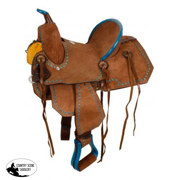 13" Double T  Youth/Pony Chocolate Roughout Barrel Saddle