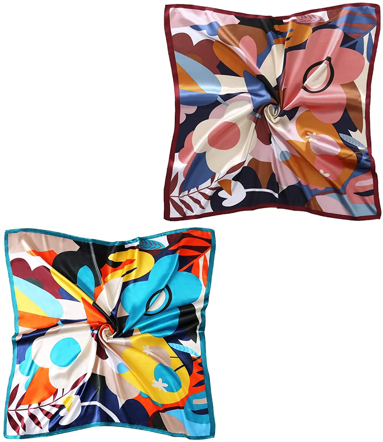 35 Square Silk Like Head Scarf - Women's Fashion Silk Feeling Scarf