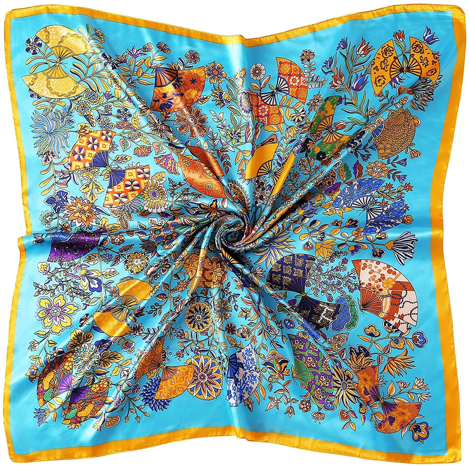 35 Square Silk Like Head Scarf - Women's Fashion Silk Feeling Scarf