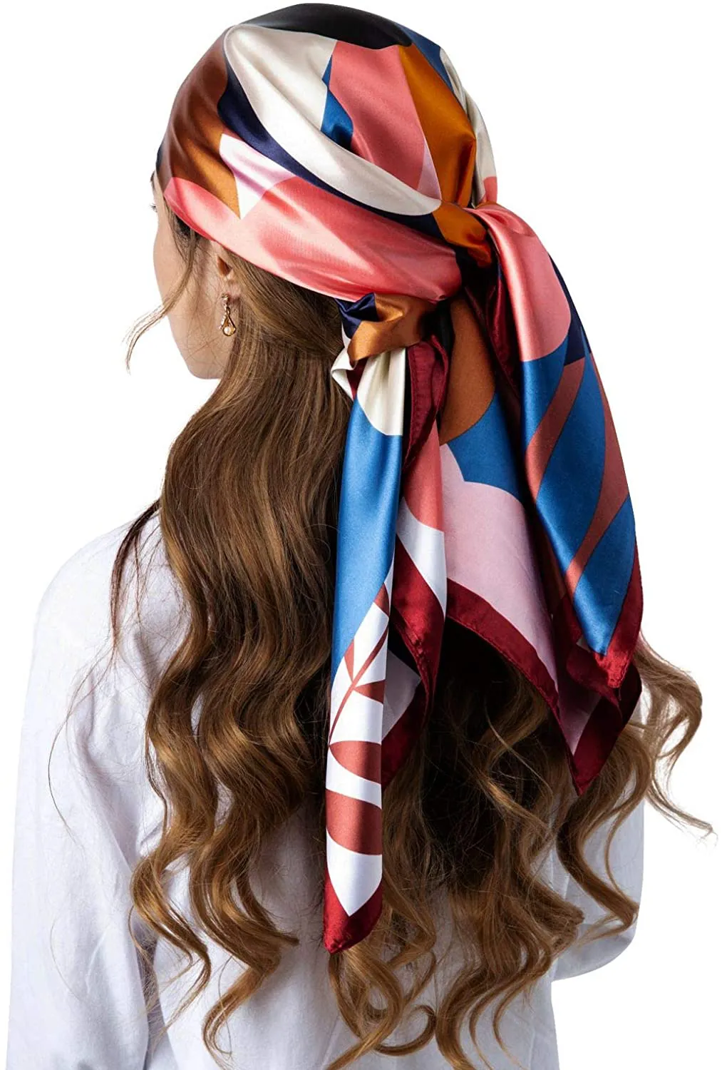 35 Square Silk Like Head Scarf - Women's Fashion Silk Feeling Scarf