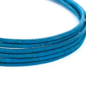 3MM round turquoise cork cord  COR-639(10 meters)