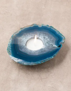 Agate Candle Holder - Blue - As Is Clearance