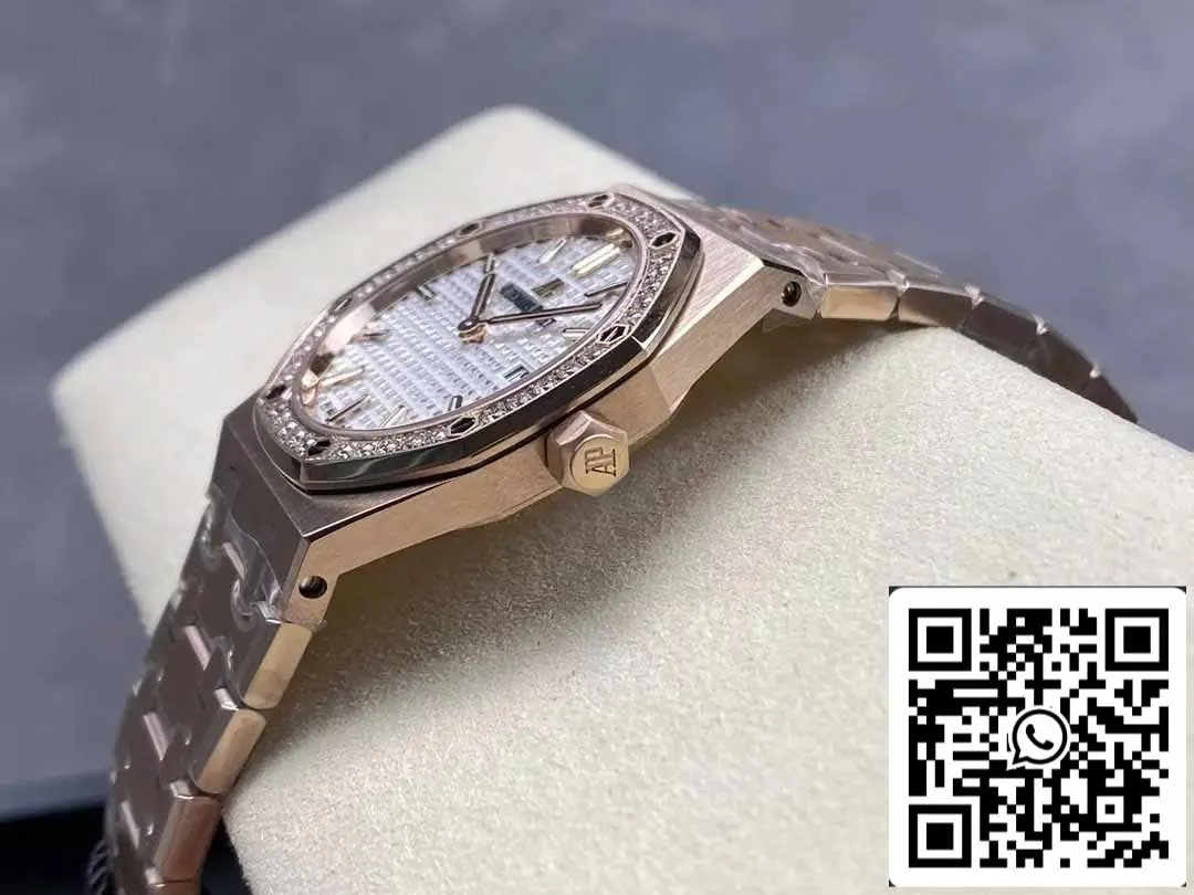 Audemars Piguet 67651 Quartz 33mm 1:1 Best Edition ZF Factory White Dial Rose Gold Diamond