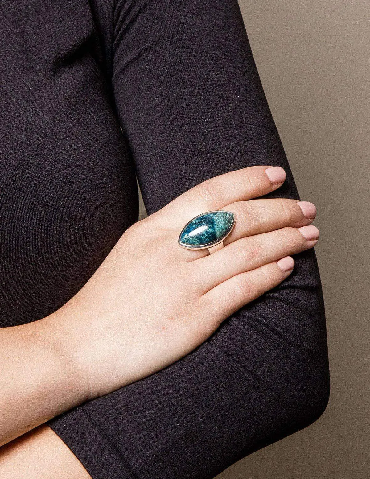 Azurite Malachite Gemstone Ring - One of a Kind