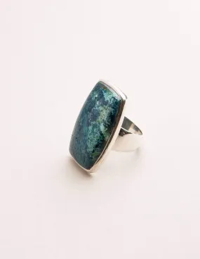 Azurite Malachite Square Gemstone Ring - One-of-a-Kind