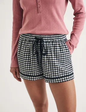 Black Checked Pyjama Shorts