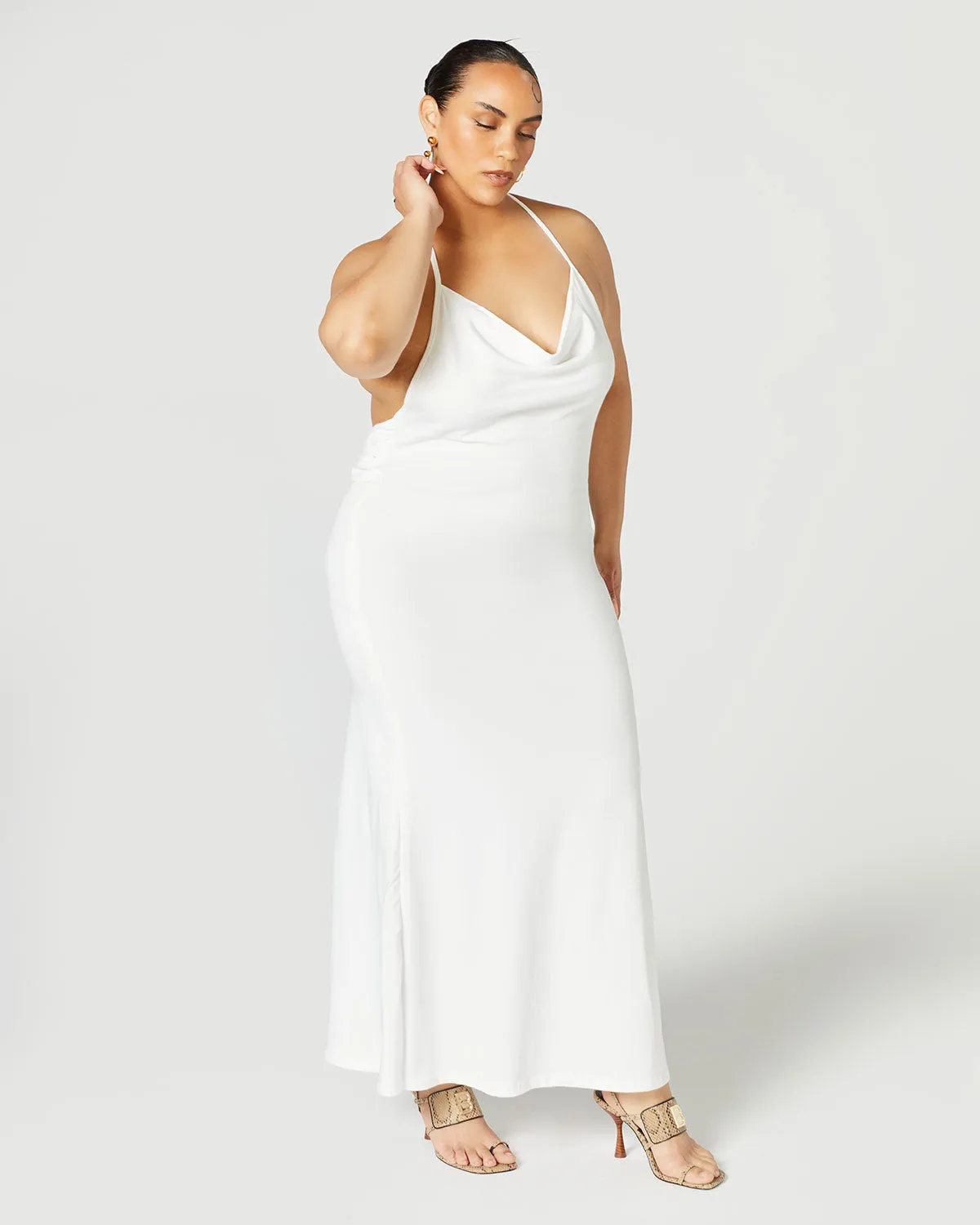 Convertible Slit Halter Dress