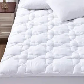 CozyLux California King Mattress Pad Deep Pocket Non Slip Cotton Mattress Topper Breathable and Soft Quilted Fitted Mattress Cover Up to 18 Thick Pillowtop 450GSM Bed Mattress Pad White