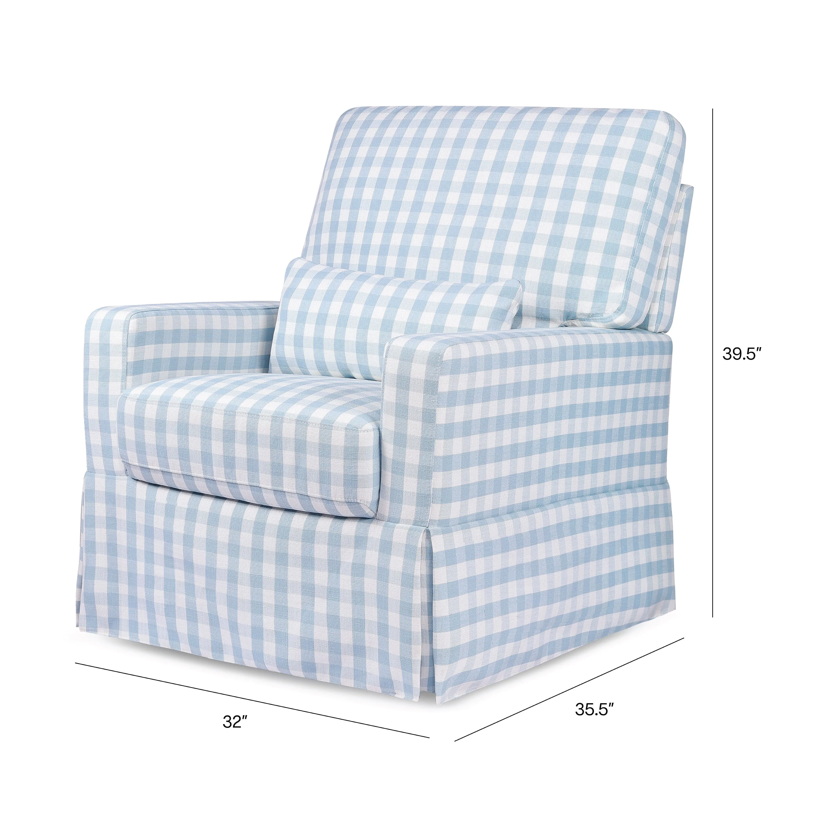 Crawford Pillowback Comfort Swivel Glider | Blue Gingham