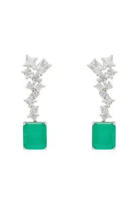 Diana Colombian Emerald Drop Earrings Silver