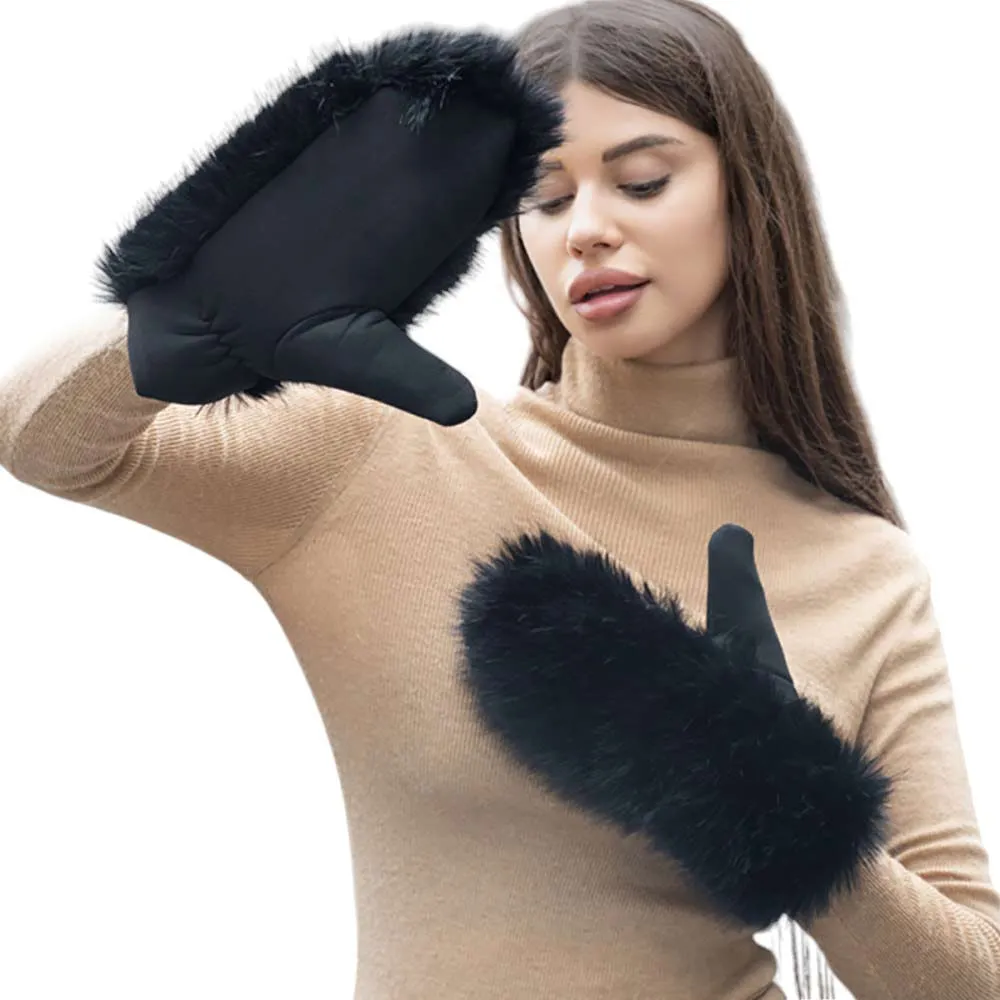 Faux Fuzzy Fur Mitten Gloves