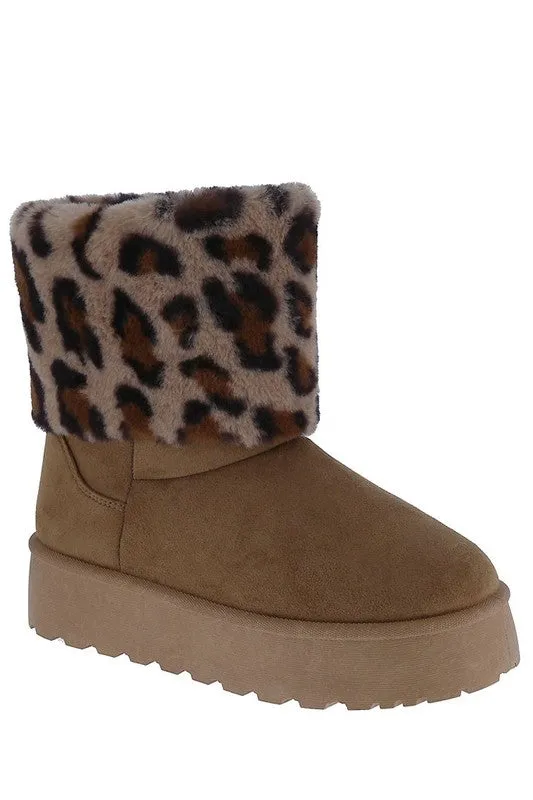 Fuzzy Faux Fur Slip On Boots