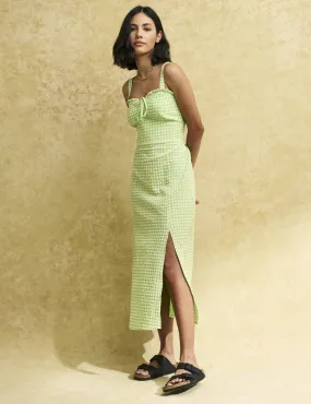 Green Gingham Check Lucia Midi Dress