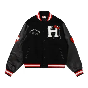 HELLO KITTY APPLES VARSITY JACKET (BLACK)