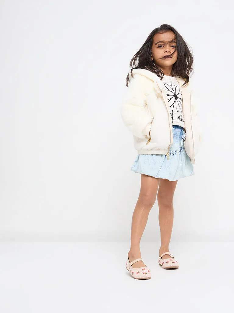 HOP Kids Off-White Faux-Fur Hooded Jacket