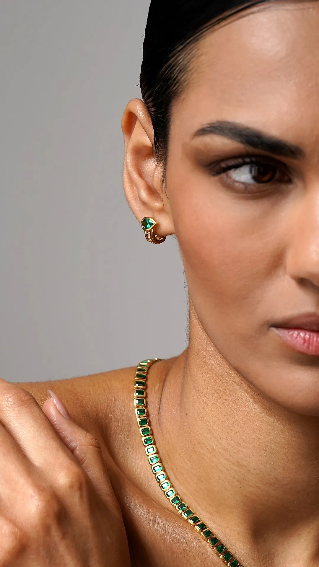 Jaia Earrings Emerald 18K Gold Plated