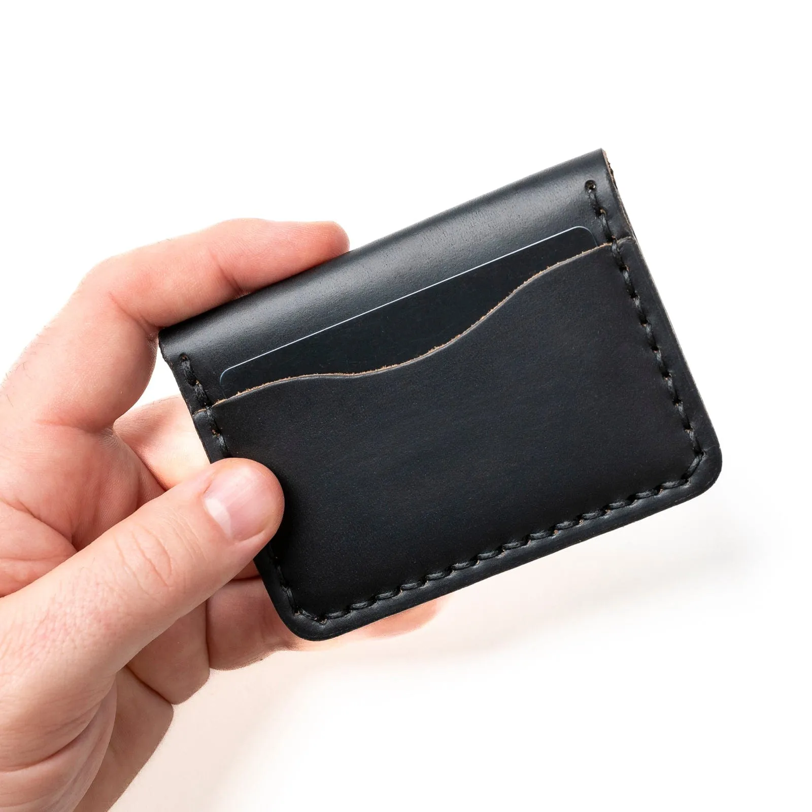 Leather 5 Card Wallet - Black