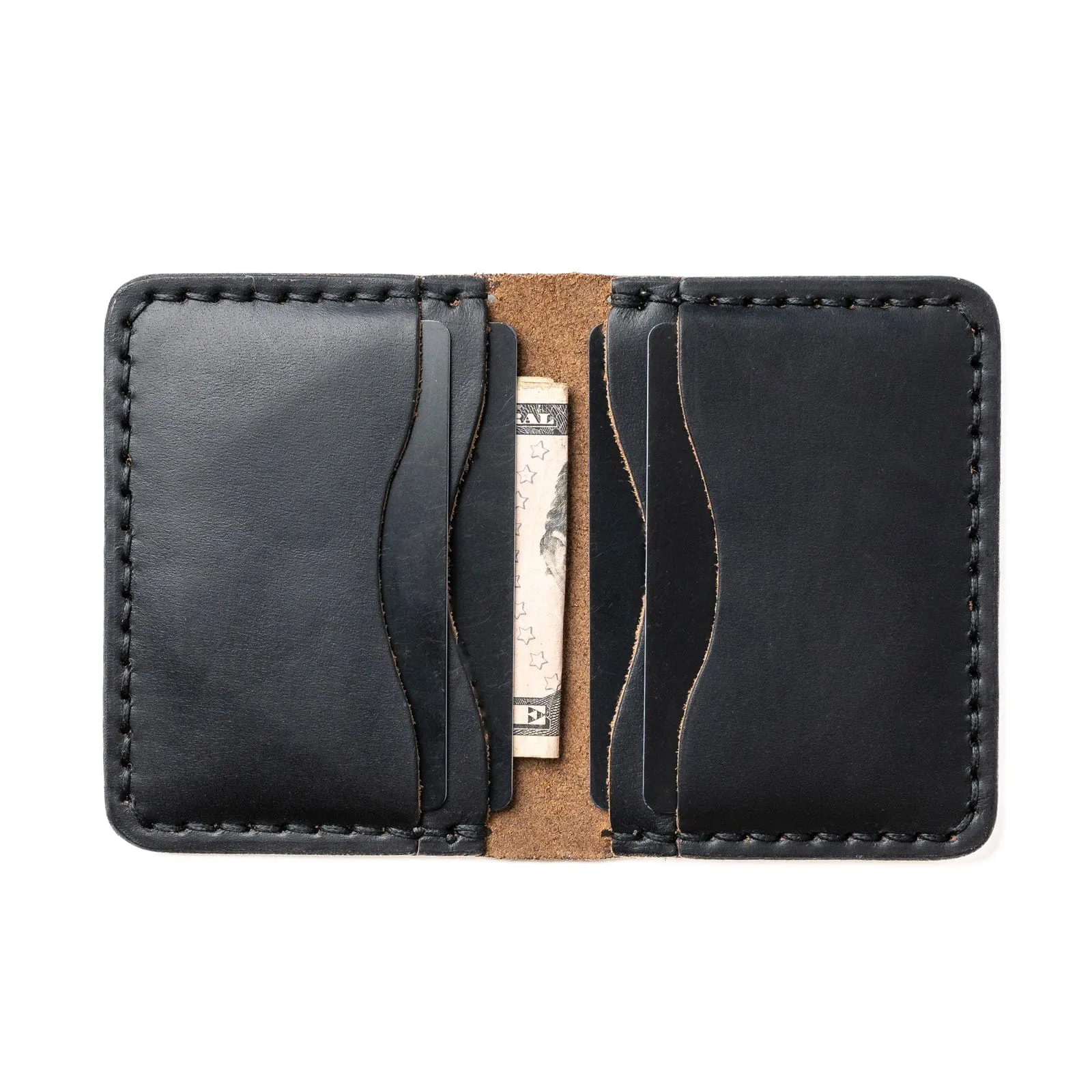 Leather 5 Card Wallet - Black