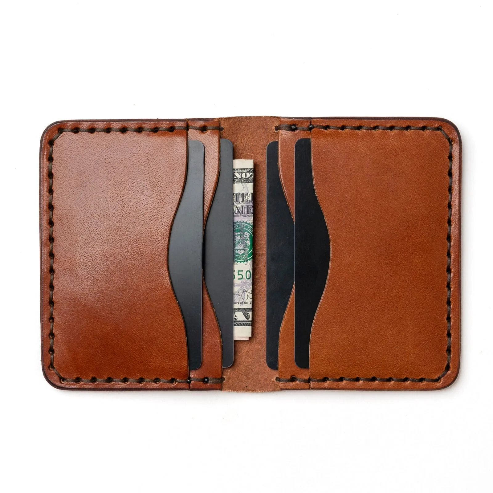 Leather 5 Card Wallet - Whiskey