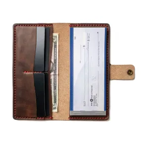 Leather Checkbook Wallet - Heritage Brown