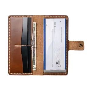 Leather Checkbook Wallet - Natural