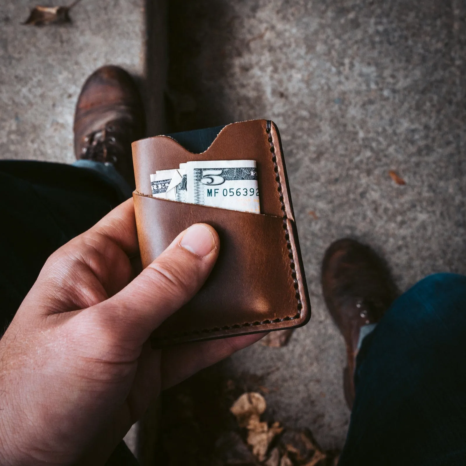 Leather Front Pocket Wallet - Natural