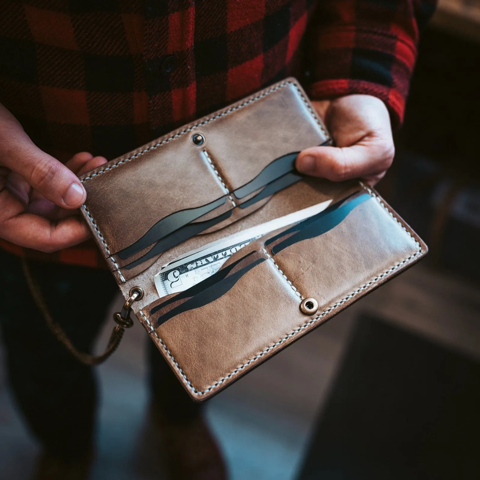 Leather Long Wallet - Natural