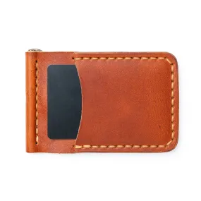 Leather Money Clip Wallet - English Tan