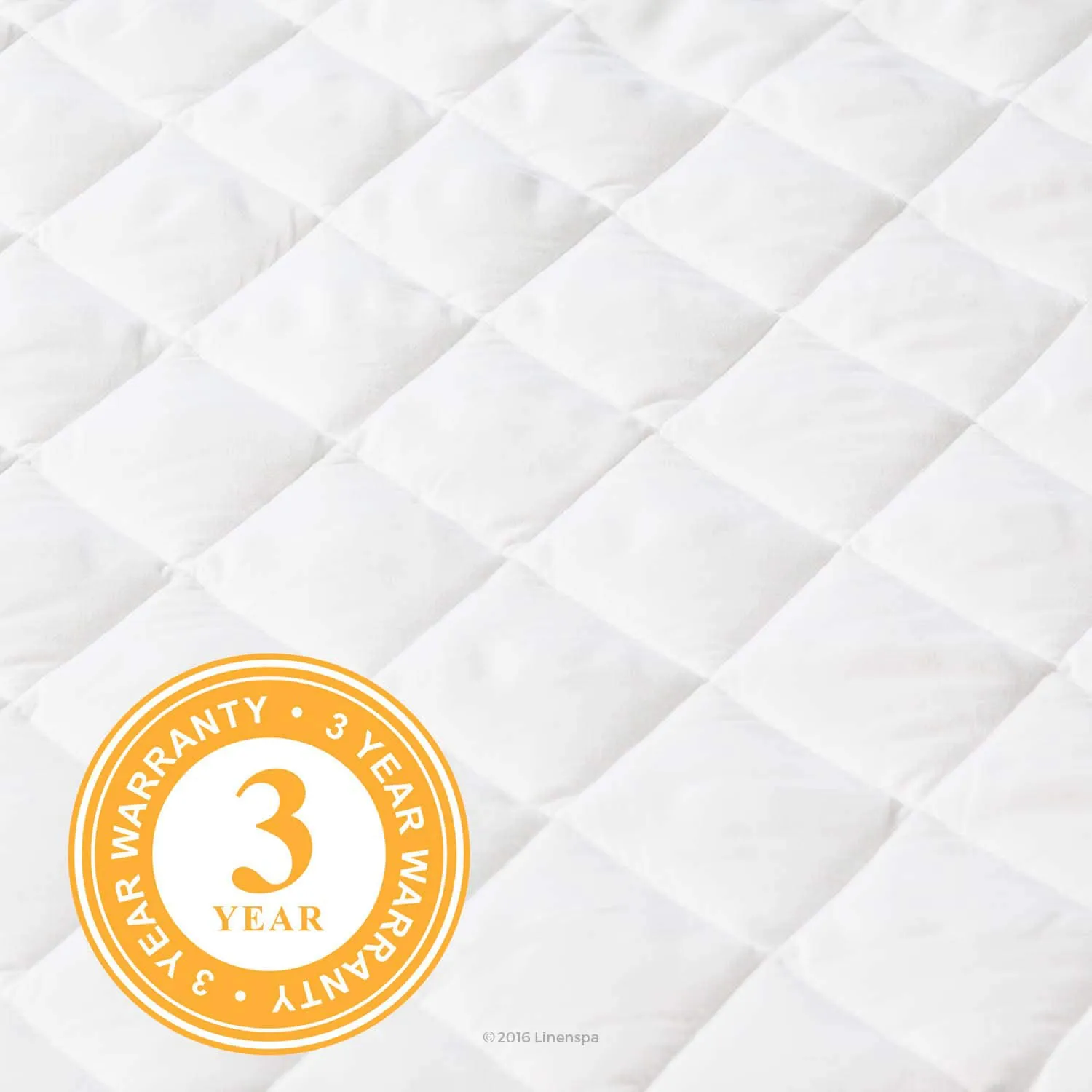 Linenspa Waterproof Quilted Mattress Pad - Hypoallergenic Fill - Deep Pocket Fitted Skirt - Twin