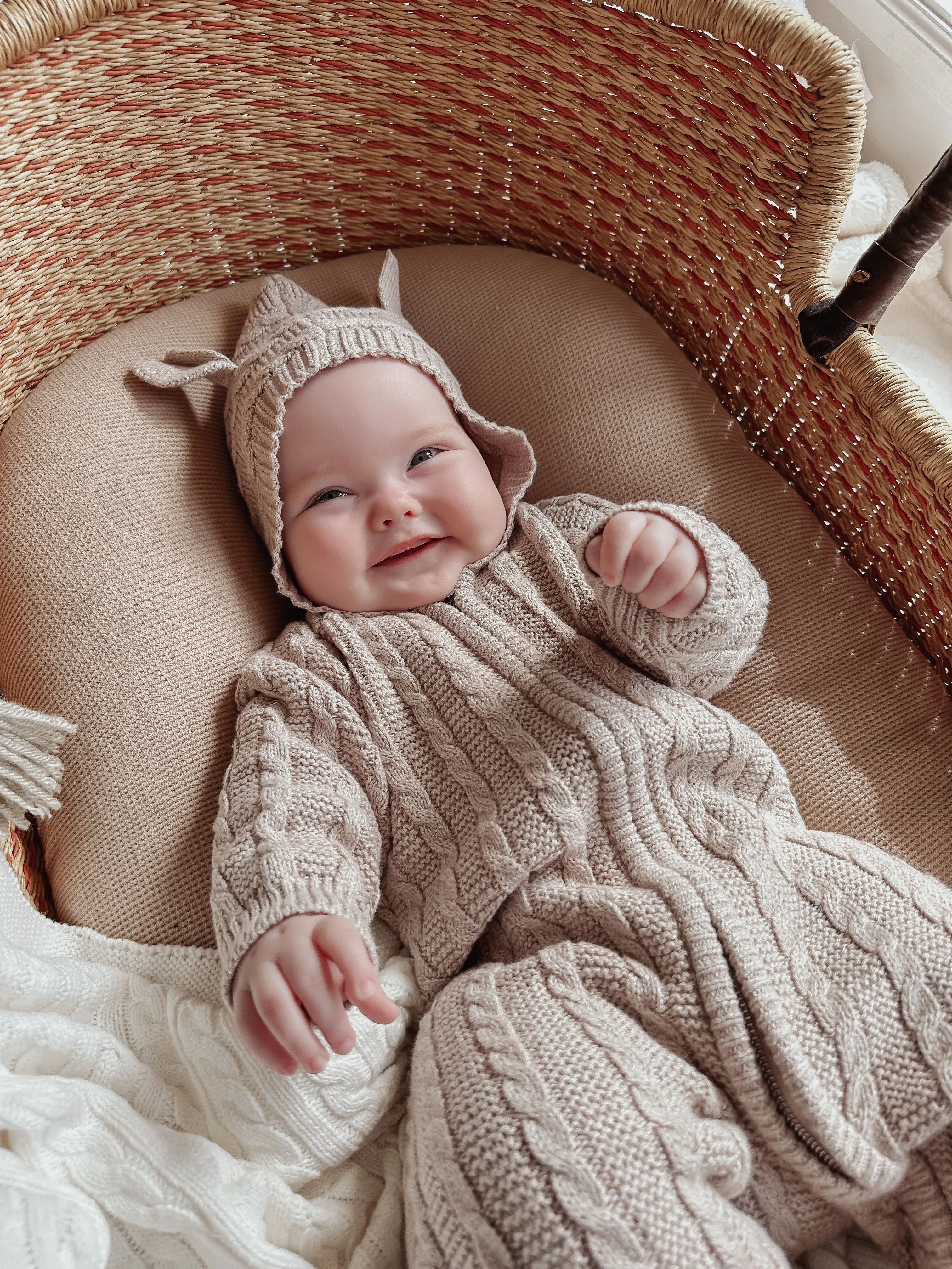 Luna   Luca Baby Bear Jumpsuit | Heather Beige