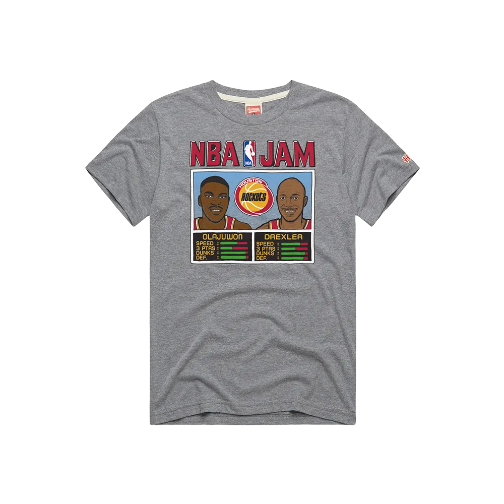 Men's Houston Rockets Homage HWC Olajuwon/Drexler NBA Jam T-Shirt