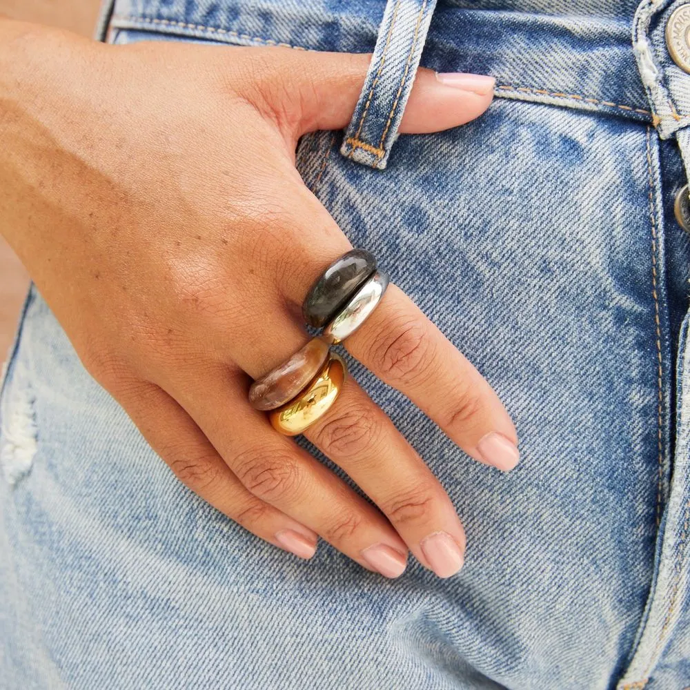 Mixed Metal Fanned Ring Stack