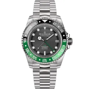 Oceaneva Deep Marine Explorer GMT Automatic 1250M Pro Diver Green Black