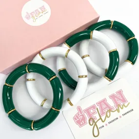 SQUAD STACKS BRACELETS HUNTER GREEN   WHITE