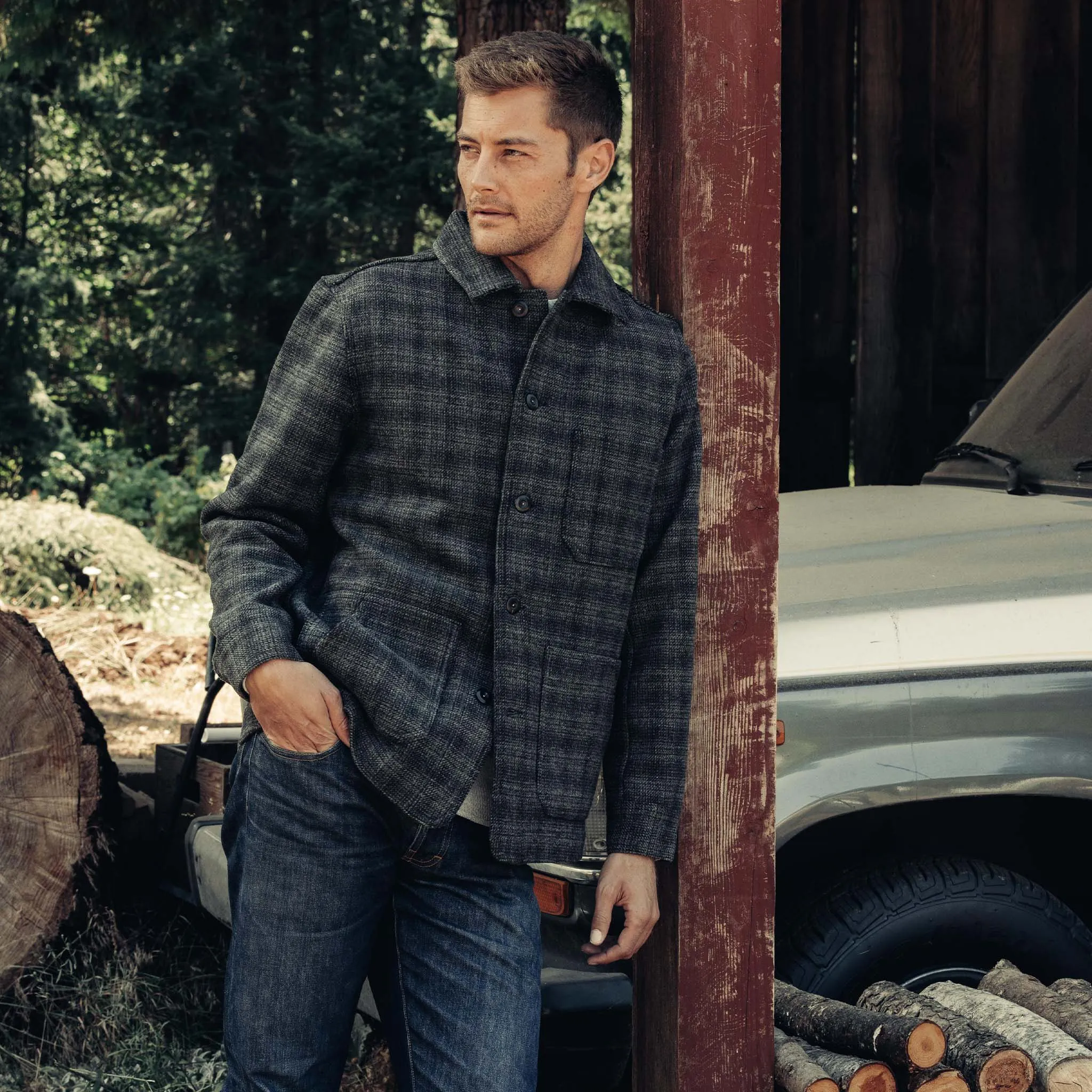 The Ojai Jacket in Ash Plaid Wool