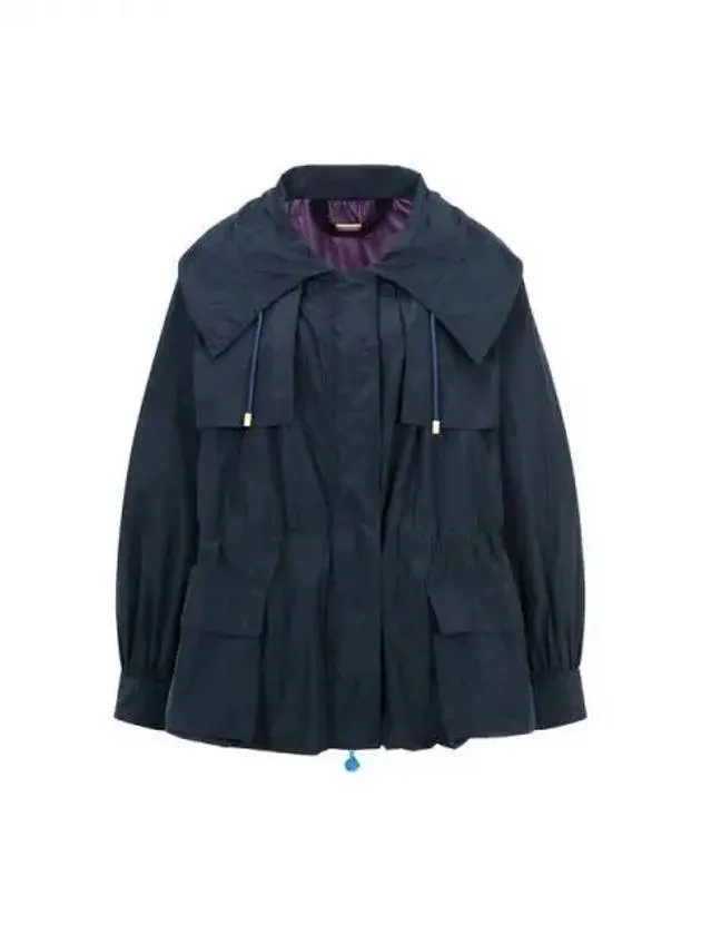 Women s string collar A line jacket navy 270421